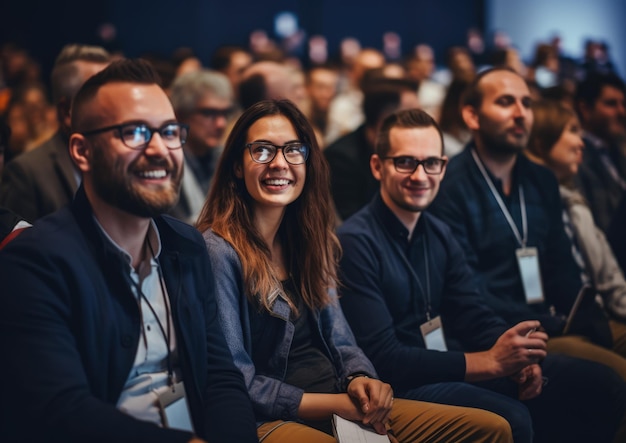 Un equipo de diseño web de inicio que asiste a una conferencia de diseño.