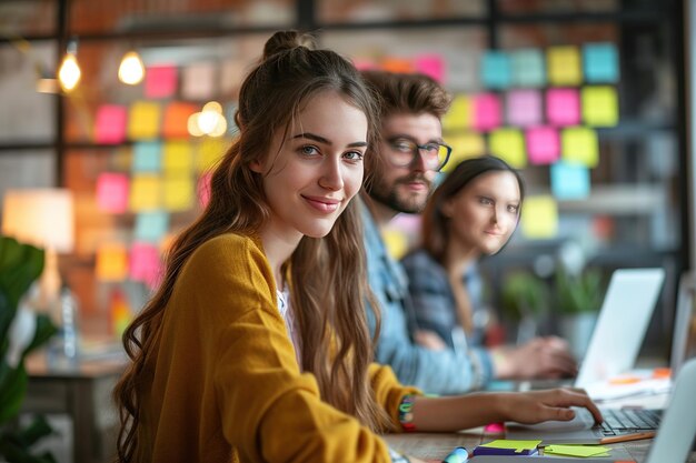 Equipo diverso Colaborando en un espacio de oficina moderno Grupo centrado de profesionales que trabajan juntos en un entorno de oficina contemporáneo rodeado de tecnología y estímulos creativos