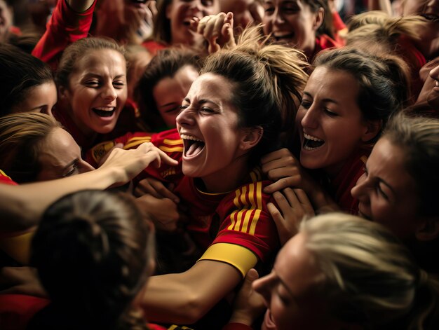 Foto el equipo español celebra después de ganar la final