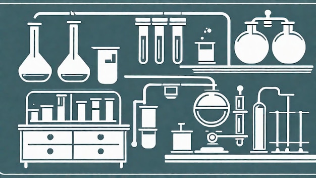 Foto equipo y experimentos de laboratorio de química