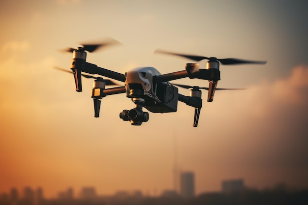 Equipo de filmación profesional de drones compacto que comienza guiando el vuelo cámara de acción disparando volando