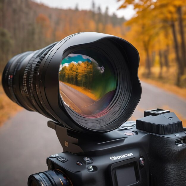 Foto equipo fotográfico de cámaras tecnología de lentes generativa ai