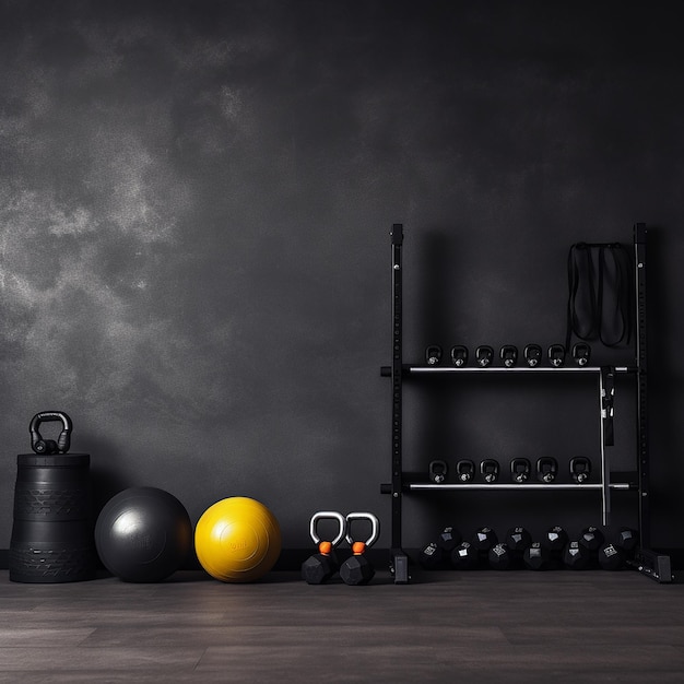 Foto equipo de gimnasia en un fondo oscuro con espacio para copiar