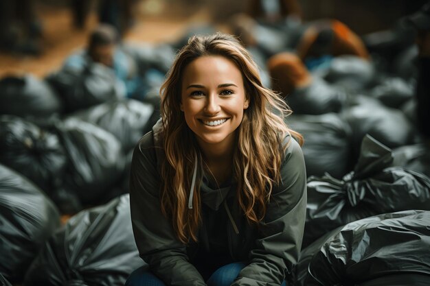 Equipo de jóvenes y grupos de trabajadores voluntarios de diversidad disfrutan del trabajo social de caridad al aire libre en la limpieza