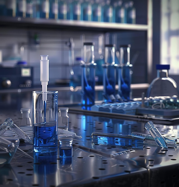Equipo de laboratorio avanzado, artículos de vidrio y estructuras metálicas para la investigación científica