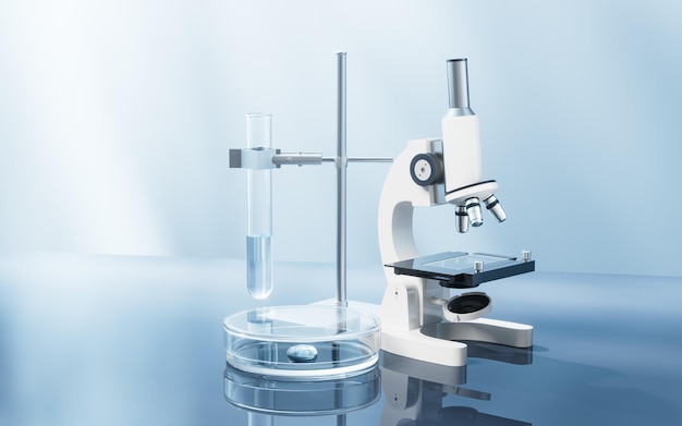 Equipo de laboratorio químico científico renderización en 3D