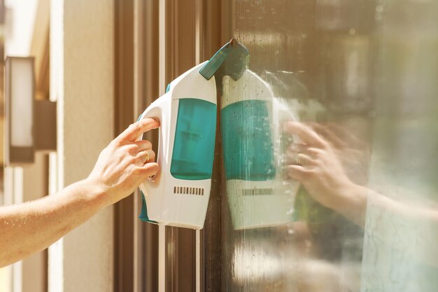 Equipo de limpieza de ventanas dispositivo de limpieza de ventanas lavado  de cristales de ventanas con dispositivo eléctrico