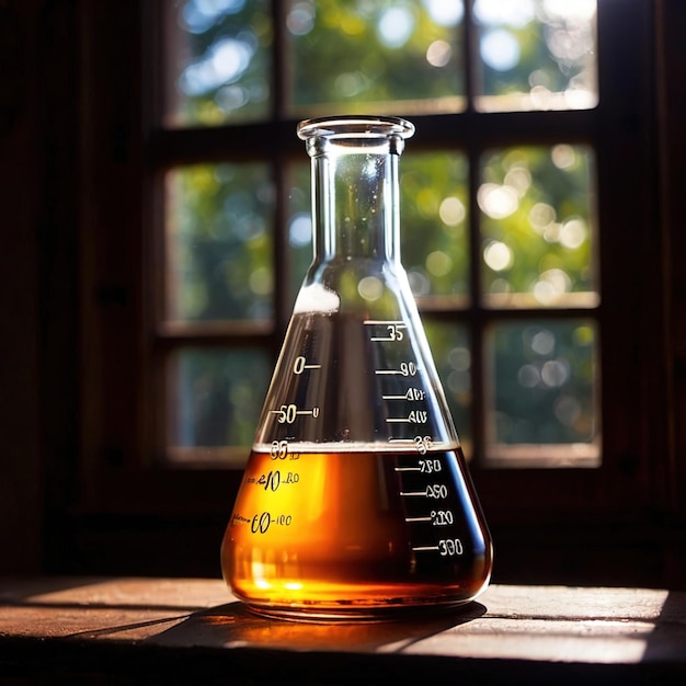 Foto equipo de medición de líquidos para el frasco erlenmeyer de ciencia de líquidos