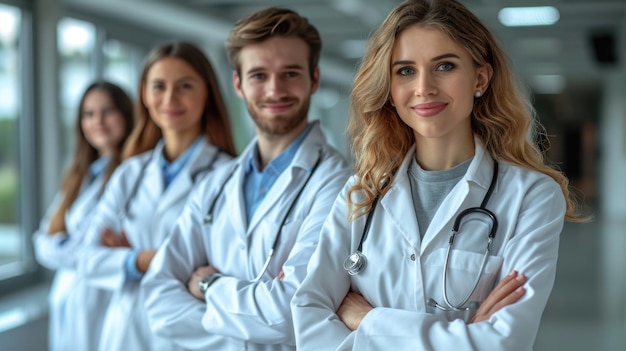 Equipo médico confiado unido en el Día Nacional del Médico