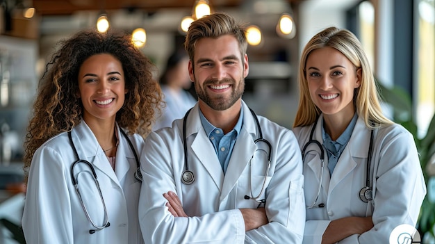 Equipo médico confiado unido en el Día Nacional del Médico