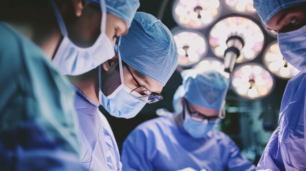 Equipo médico realizando una cirugía en la sala de operaciones