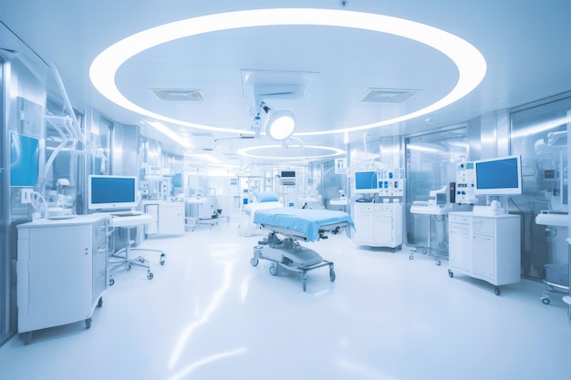 Equipo moderno en el interior del hospital en la sala de operaciones Dispositivos médicos creados con la tecnología Generate Ai