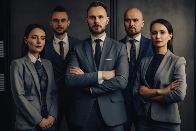 equipo de negocios confiado posando con su líder