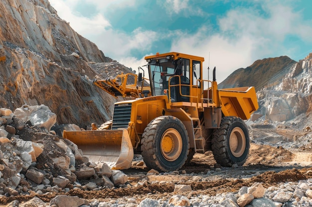 Equipo potente para trabajos de tierra en el sitio de construcción