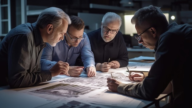 Equipo de profesionales discutiendo un nuevo proyecto de negocio