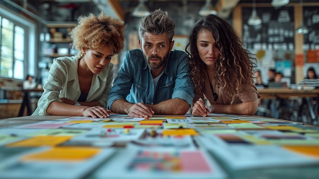 Foto un equipo que colabora en una estrategia de proyecto