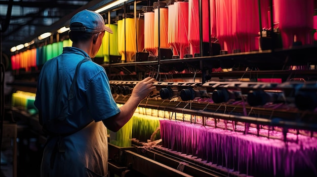 Foto equipo de tejer fábrica textil