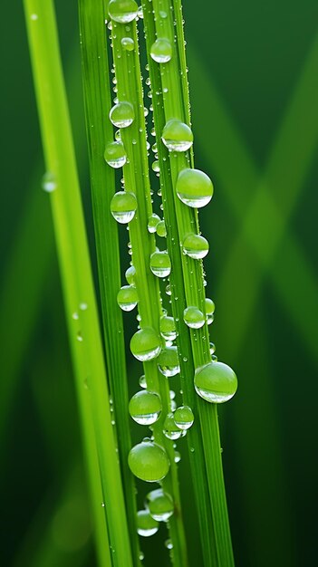 Foto equisetum telmateia con gotas de rocío