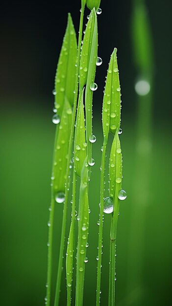 Foto equisetum telmateia con gotas de rocío