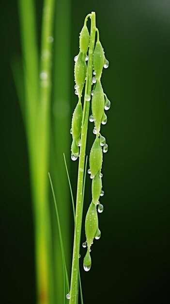 Foto equisetum telmateia con gotas de rocío