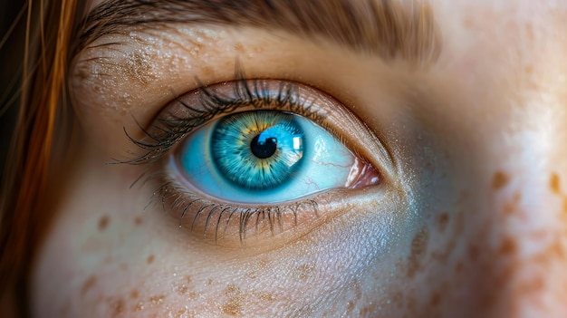 Er erste Hälfte des Bildes ist leer das Bild ist auf dem zweiten Hintergrund flach lag Nahaufnahme Demonstration von gesunden Augen