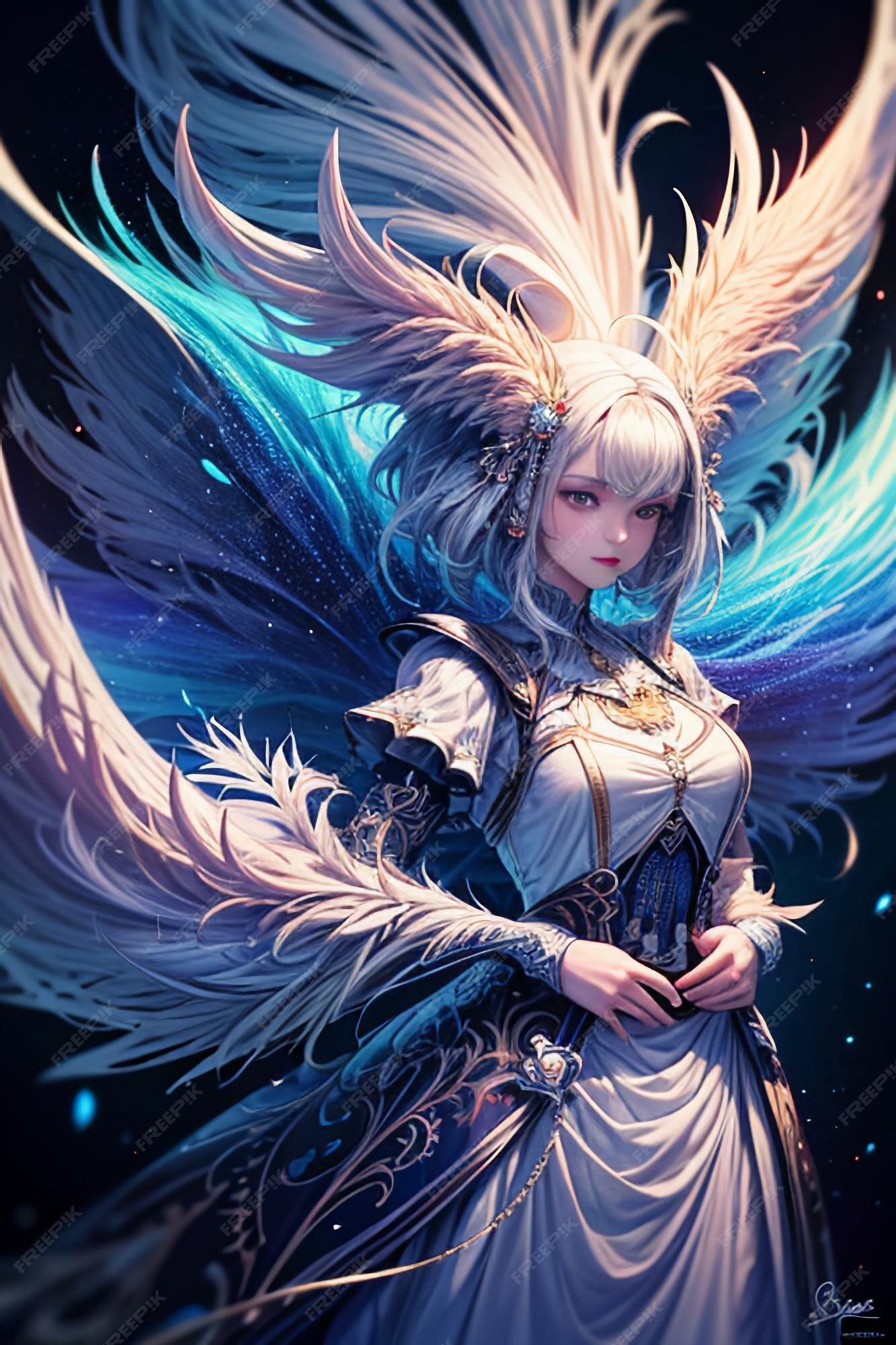 Papel de parede : ilustração, Anime, Meninas anime, Asas, anjo