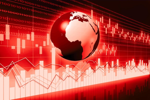 Erd- und Finanzdatendiagramm internationales Handelskonzept