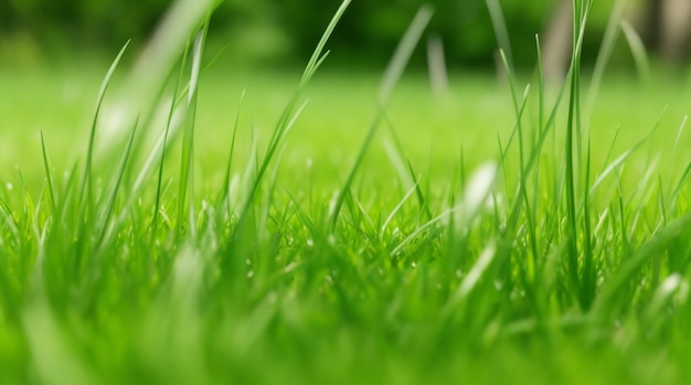 Erdant Harmony Fundo desfocado natural de grama verde exuberante salpicada de luz