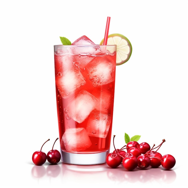 Erdbeer-Cocktail auf weißem Hintergrund