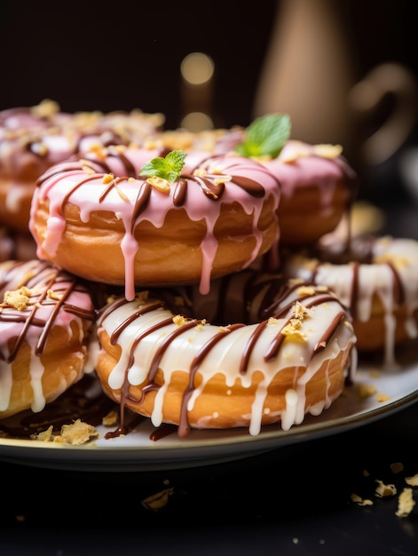 Erdbeer-Donuts auf einem Teller