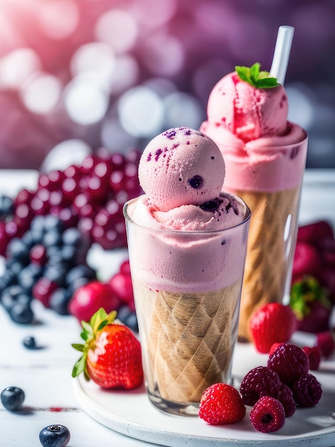 Erdbeer-Eis in einem Glas Beeren Stimmung Sommer Dessert