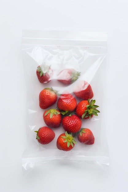 Erdbeere in Plastiktüte Ai generativ