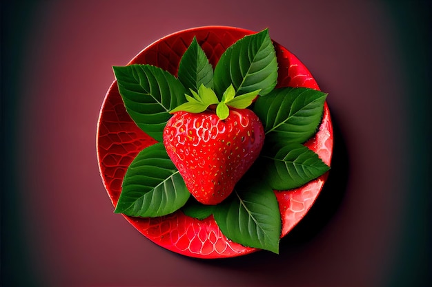 Erdbeere mit Blättern