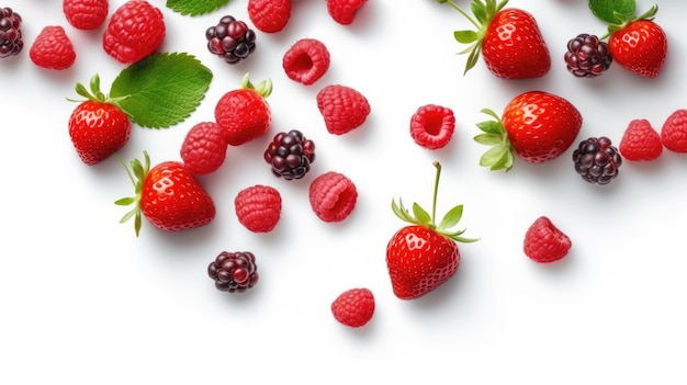 Erdbeere mit weißem Hintergrund erstellt mit generativer KI-Technologie