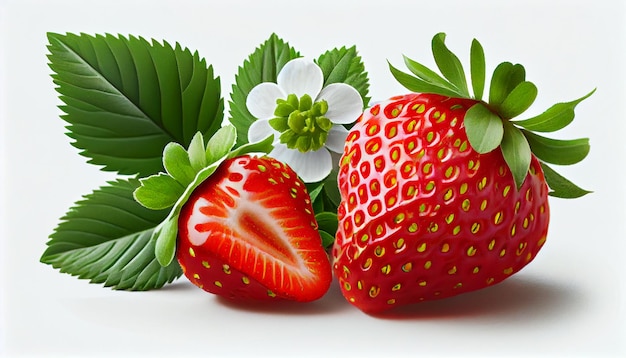 Erdbeeren auf weißem Hintergrund, AI-generiertes Bild