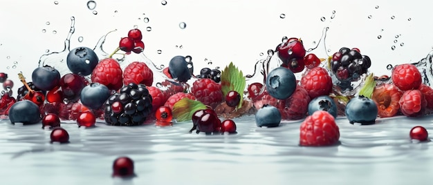 Erdbeeren Himbeeren Heidelbeeren mit Spritzer Generative KI