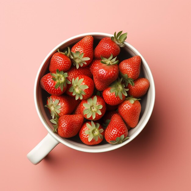 Foto erdbeeren in einer schüssel mit einfachem hintergrund