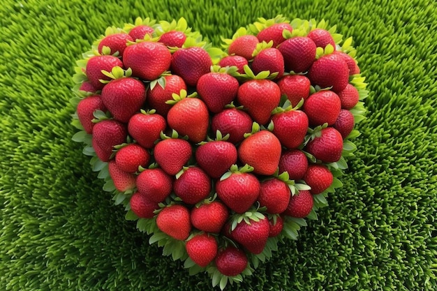 Foto erdbeeren in herzform auf dem gras