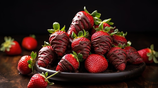 Erdbeeren in Schokolade, erstellt mit generativer KI-Technologie