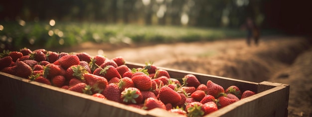 Erdbeeren wachsen im Garten und ernten generative KI