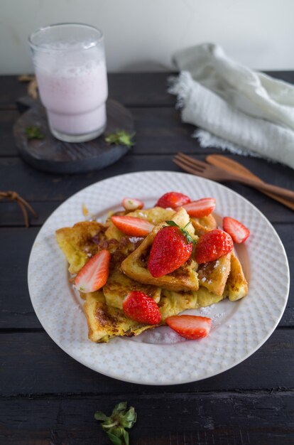 Foto erdbeermilch dessert