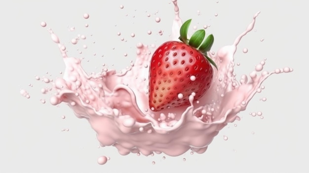 Erdbeerspritz in Milchpritz mit Ai Generated