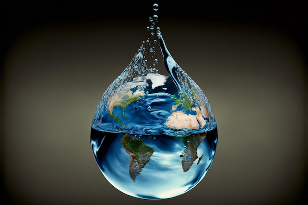Erde in Form eines Tropfens aus zwei Händen un Klimakonferenz Weltwassertag
