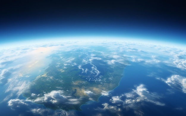 Erde mit realistischer geographischer Oberfläche und orbitaler 3D-Wolkenatmosphäre