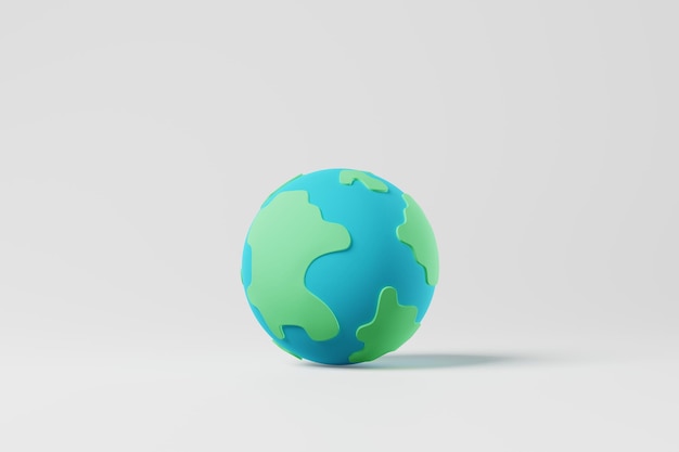 Erde oder Globus auf weißem Hintergrund Konservatives Umwelt-Nachhaltigkeitskonzept 3D-Rendering