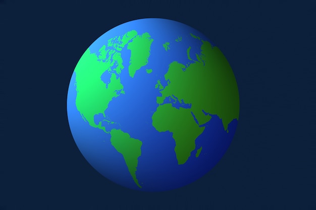 Erdekugeln auf blauem Hintergrund, Abbildung 3D