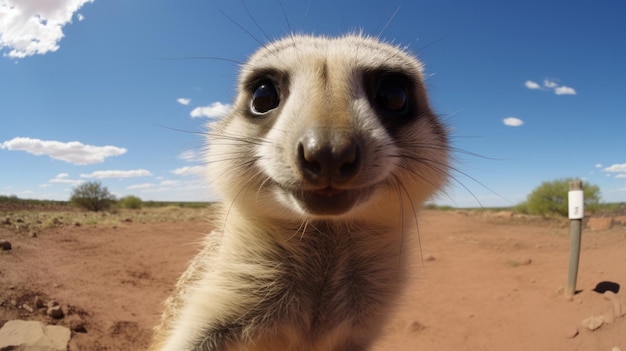 Erdmännchen machen Selfies, die Sie zum Lächeln bringen. Verrückte Tiere, die süße Selfies gemacht haben