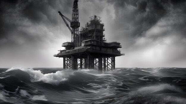 Erdölplattform Öl und Gas auf See Generative KI