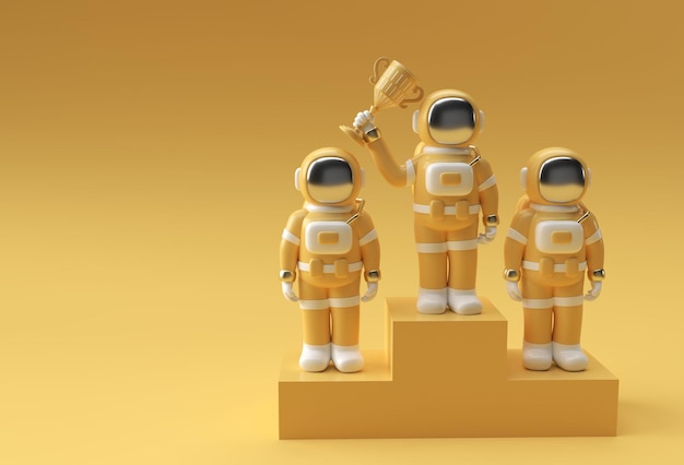 Erfolgreicher Astronaut erhielt den ersten Preis Trophäe 3D-Rendering