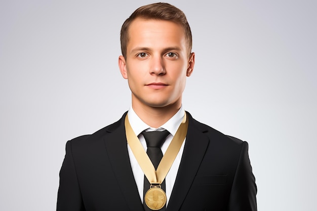 Erfolgreicher Geschäftsmann mit einer Goldmedaille von Generative Ai ausgezeichnet